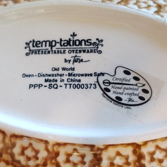 Temp-tations By Tara Ovenware Old World Brown 7-Piece Accessory Hand Painted - Picture 13 of 14